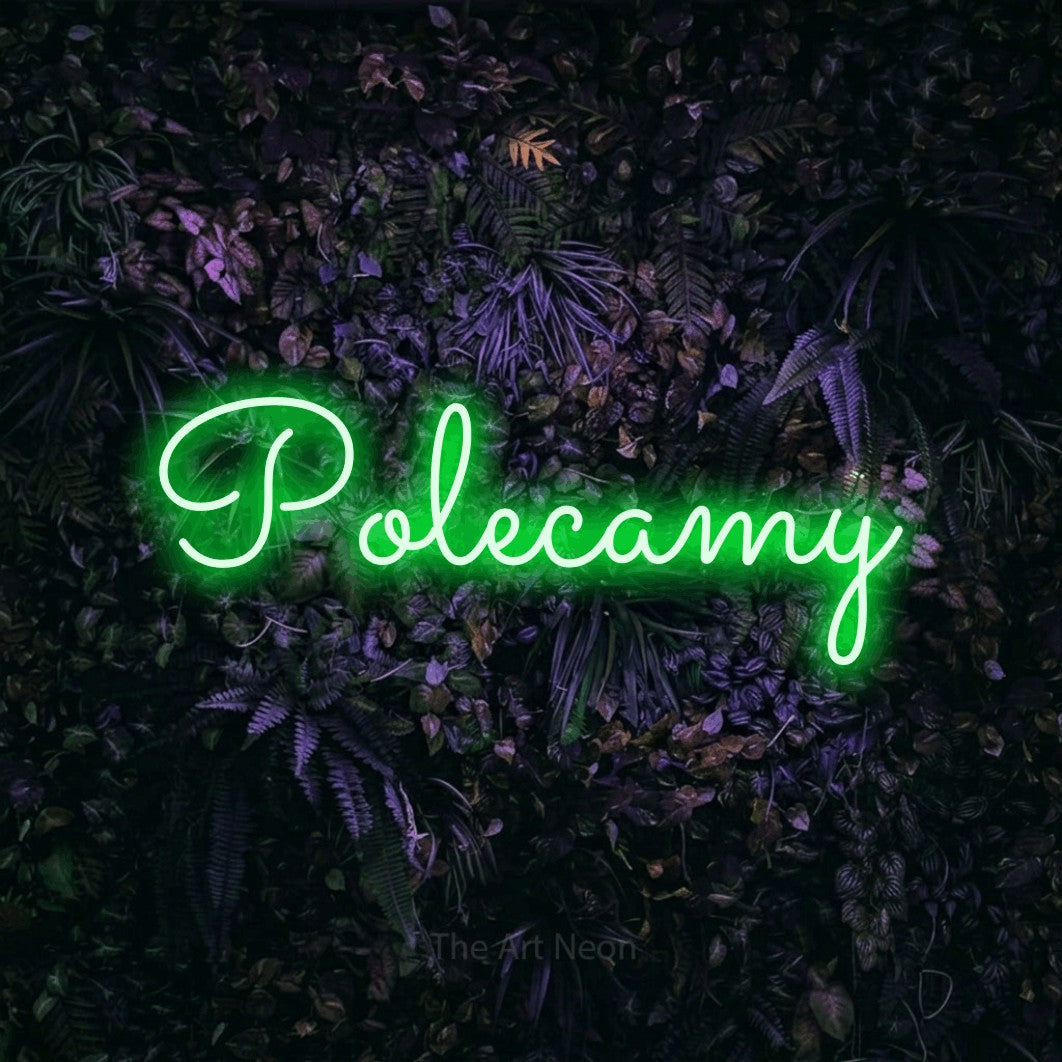 LED neon sign reading “Polecamy”, arranged in a single line.