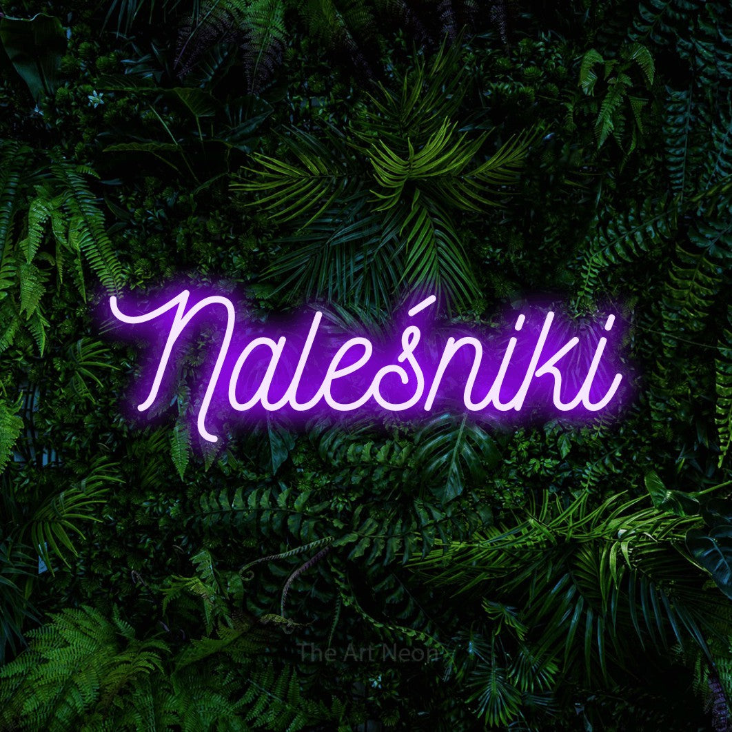 LED neon sign reading “Naleśniki”, arranged in a single line.