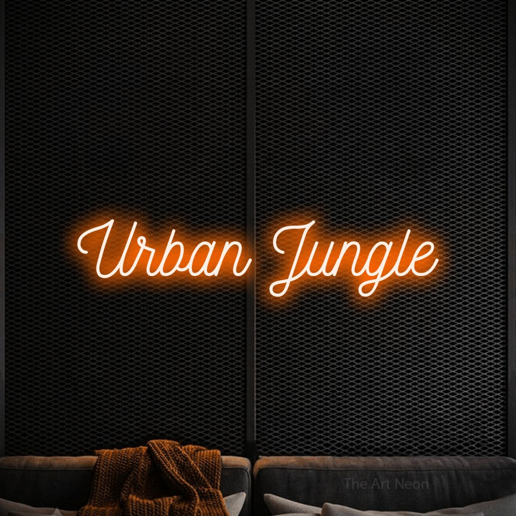 LED neon sign reading “Urban Jungle”, arranged in a single line.