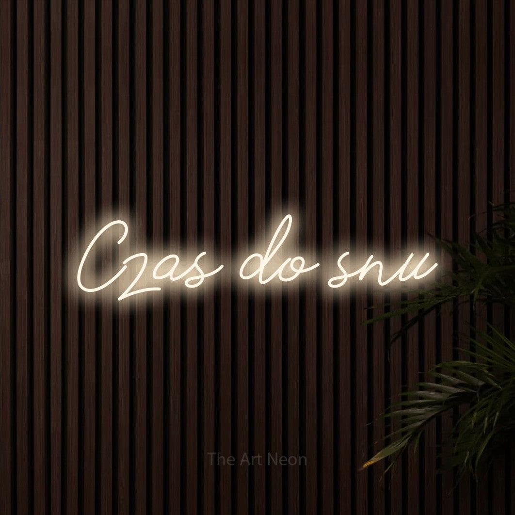 LED neon sign reading “Czas do snu”, arranged in a single line.