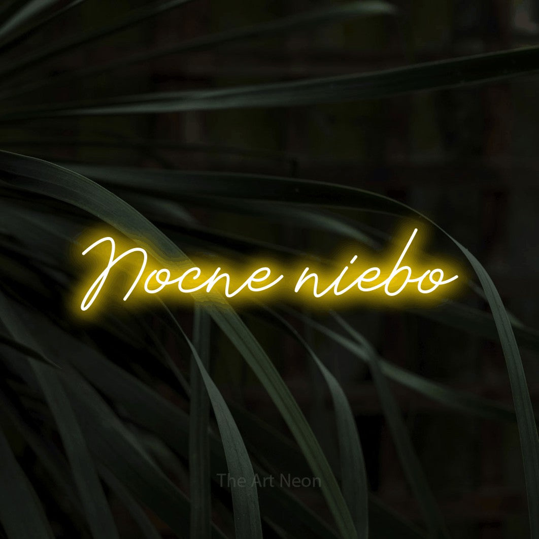 LED neon sign reading “Nocne niebo”, arranged in a single line.