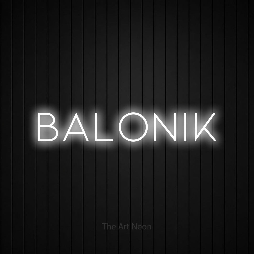 LED neon sign reading “BALONIK”, arranged in a single line.
