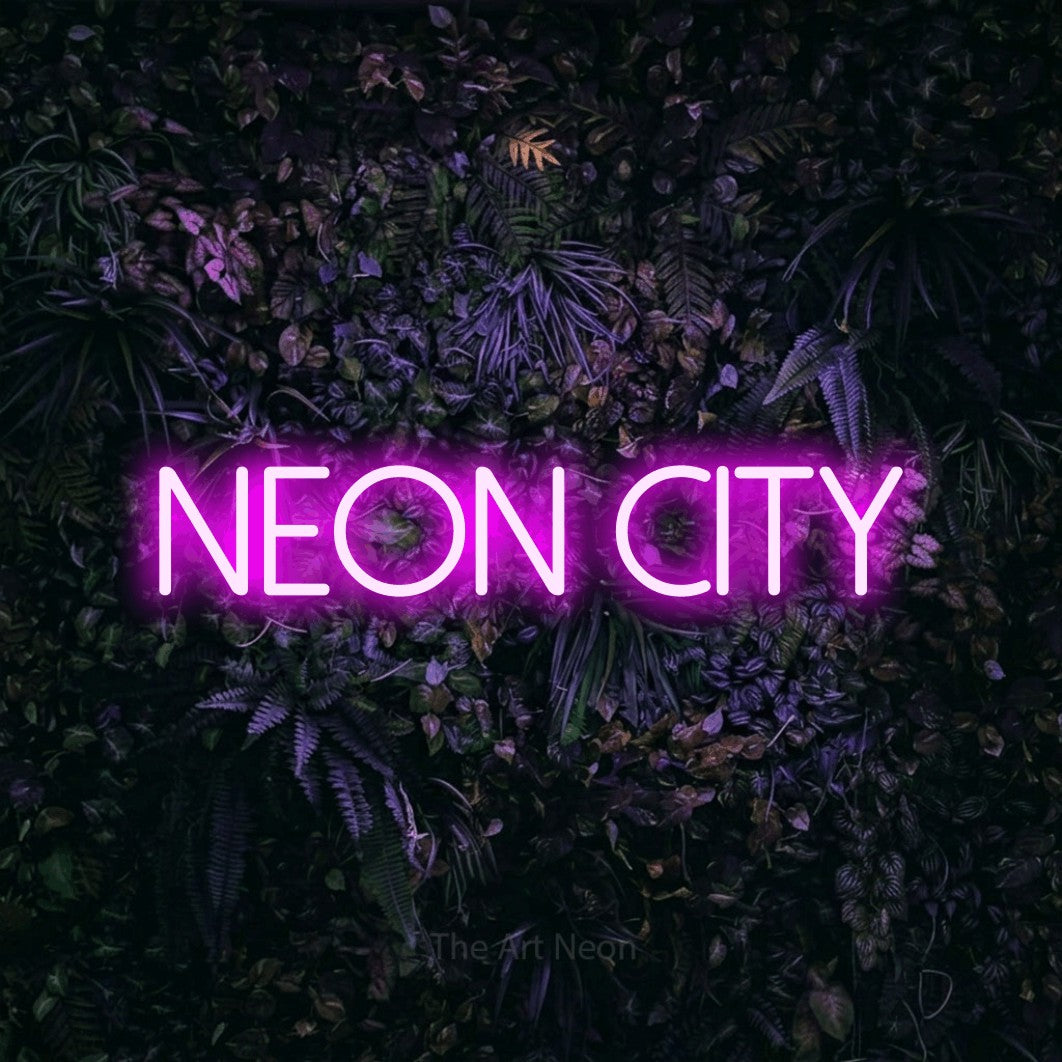 LED neon sign reading “Neon City”, arranged in a single line.
