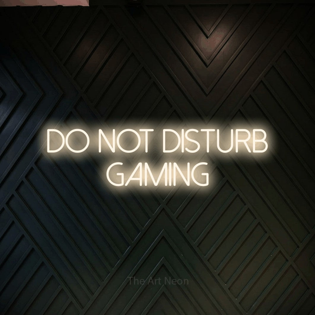 LED neon sign reading “DO NOT DISTURB GAMING”, arranged in two lines.