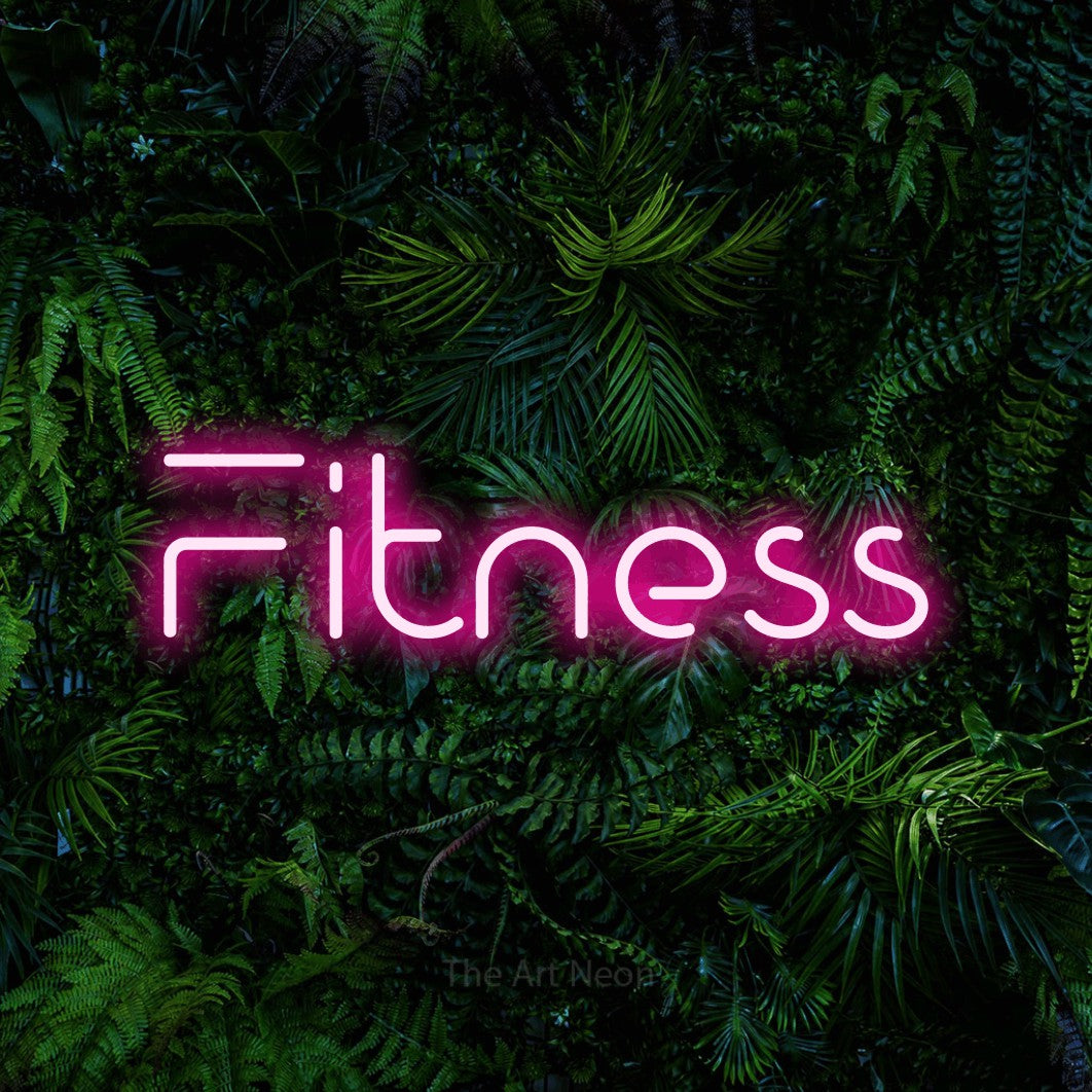 LED neon sign reading “Fitness”, arranged in a single line.