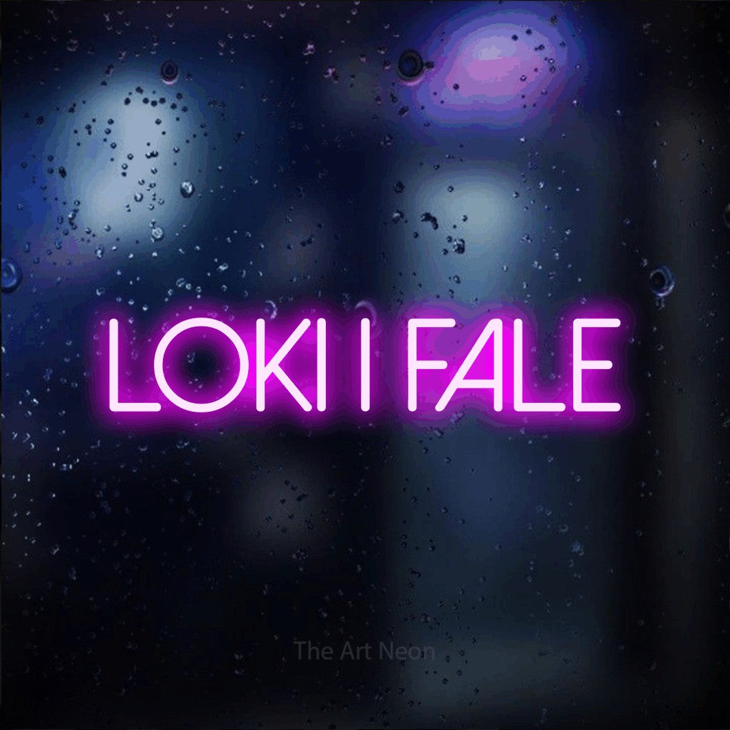 LED neon sign reading “LOKI I FALE”, arranged in a single line.