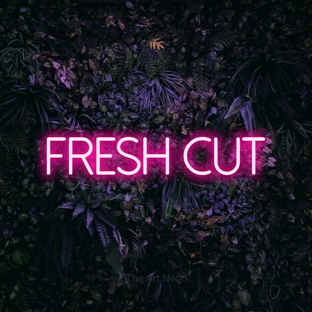 LED neon sign reading “FRESH CUT”, arranged in a single line.