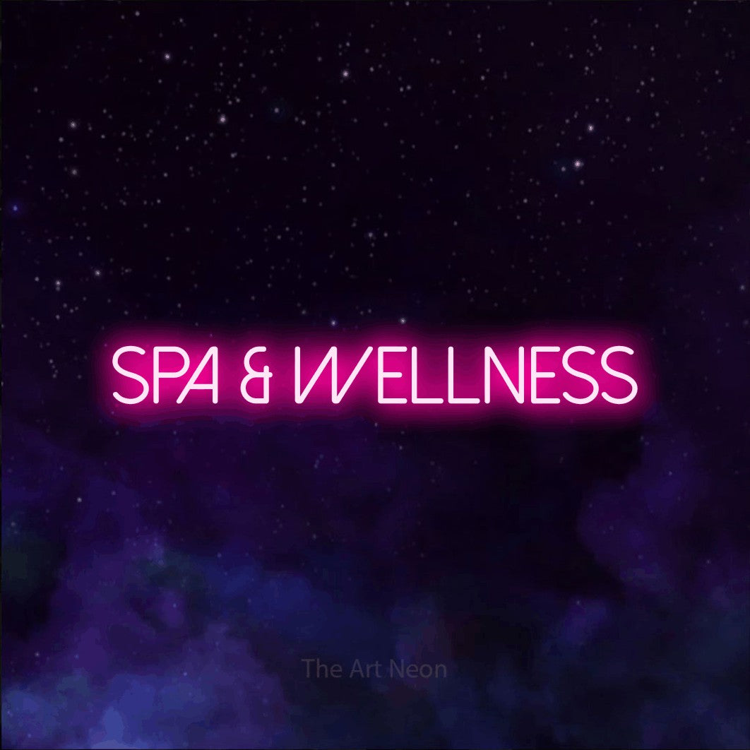 LED neon sign reading “Spa & Wellness”, arranged in a single line.
