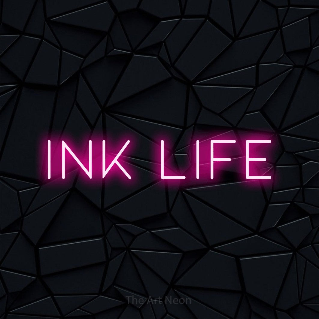 LED neon sign reading “Ink Life”, arranged in a single line.