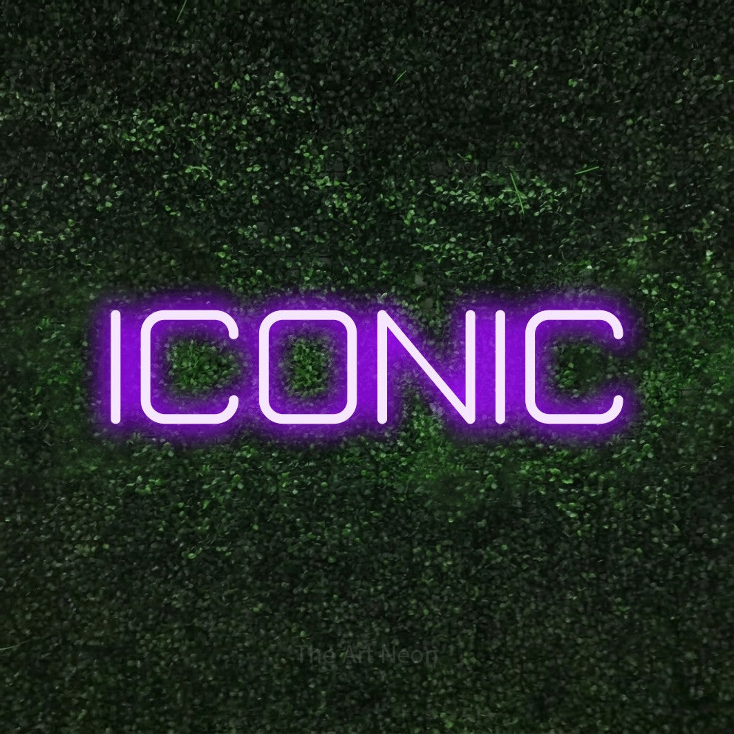 LED neon sign reading “ICONIC”, arranged in a single line.