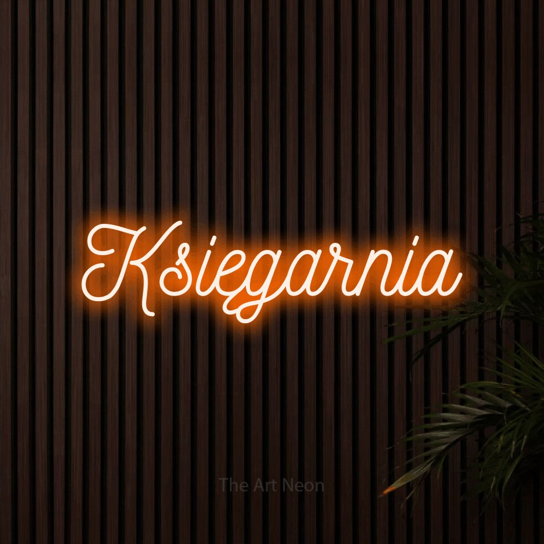 LED neon sign reading “Księgarnia”, arranged in a single line.