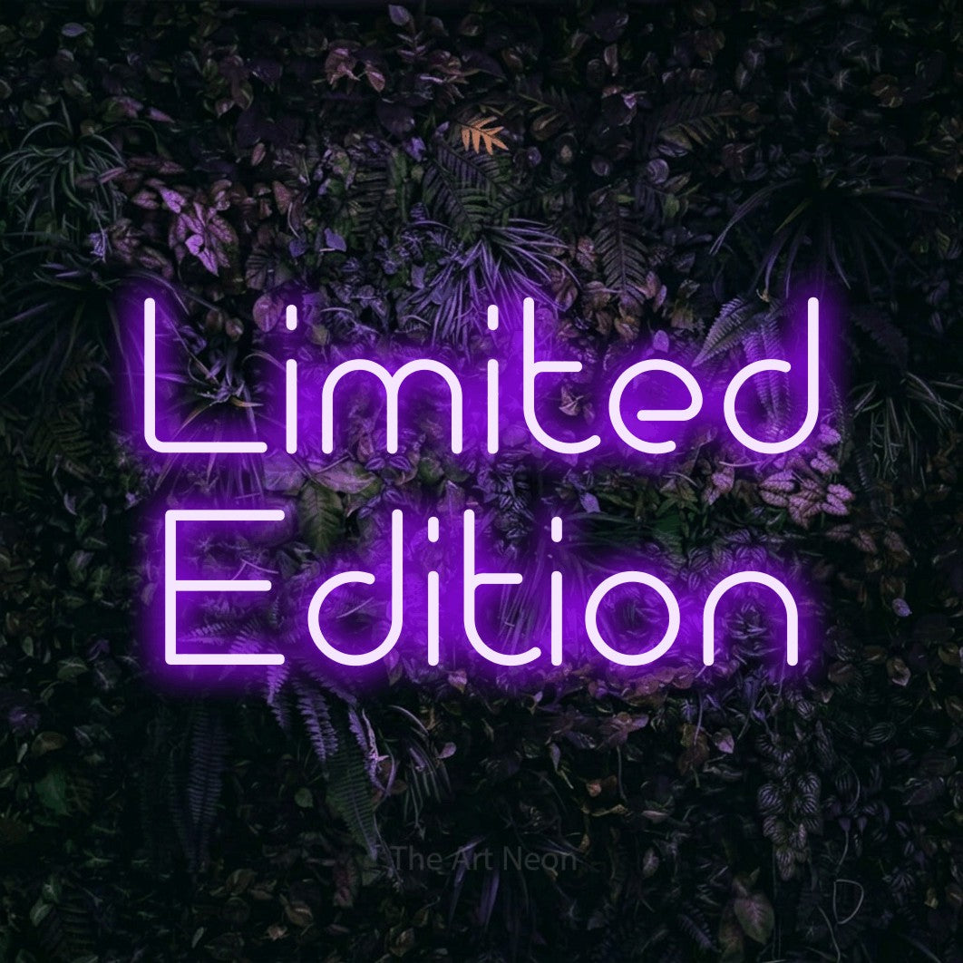 LED neon sign reading “Limited Edition”, arranged in two lines.