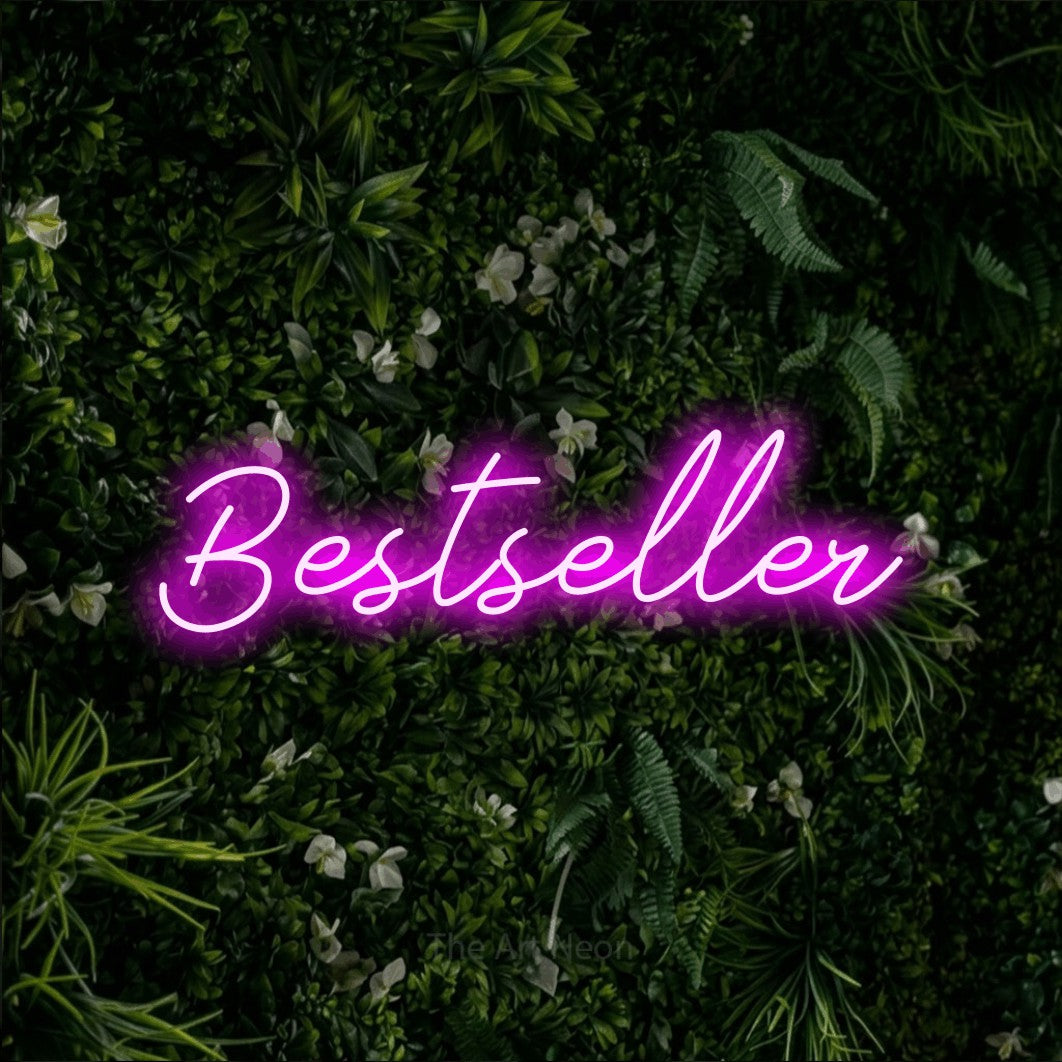 LED neon sign reading “Bestseller”, arranged in a single line.