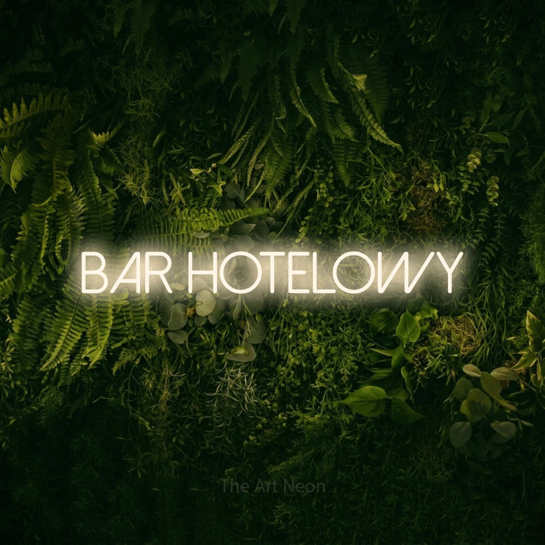 LED neon sign reading “BAR HOTELOWY”, arranged in a single line.