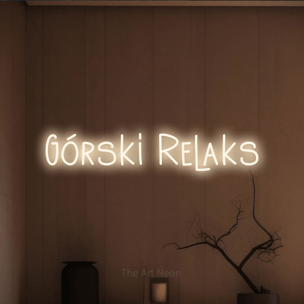 LED neon sign reading “Górski Relaks”, arranged in a single line.