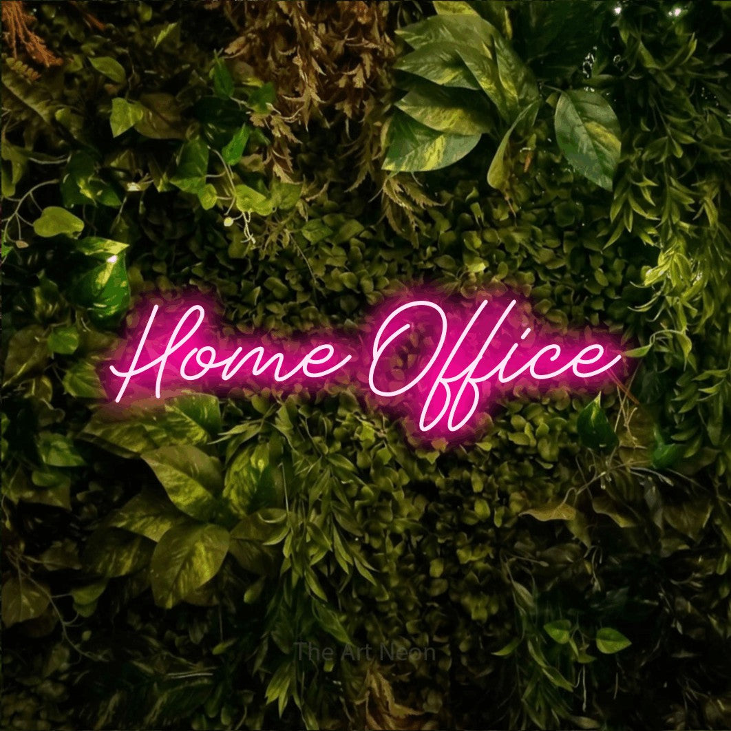 LED neon sign reading “Home Office”, arranged in a single line.