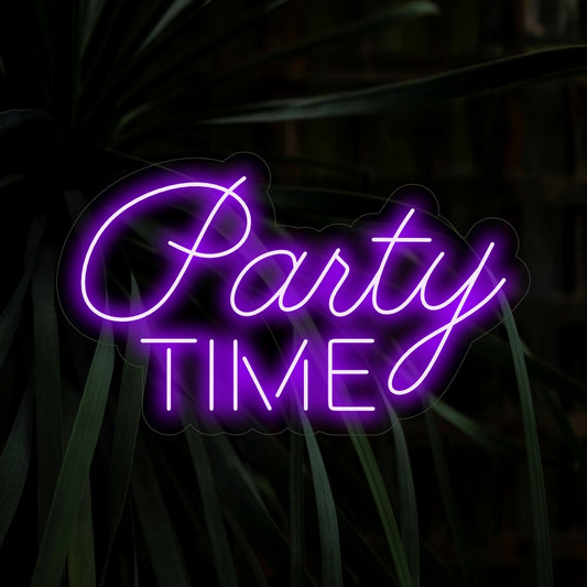 "Party Time Neon Sign" is a festive and lively addition, perfect for spaces ready to celebrate and have a good time. Illuminate with the spirit of joy and merriment!