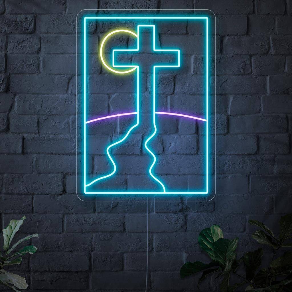 Path to Cross Neon Sign | Spiritual LED Wall Art | The Art Neon