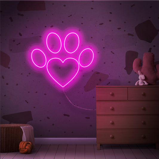 "Paw Neon Sign" is a charming and heartwarming addition, perfect for spaces that celebrate the love for pets. Illuminate with the warmth of a pawprint!