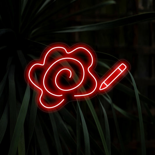 "Pencil while Drawing Flower Neon Sign" is a creative and artistic addition, perfect for spaces that appreciate the beauty of the artistic process. Illuminate with the essence of creativity and blooms!