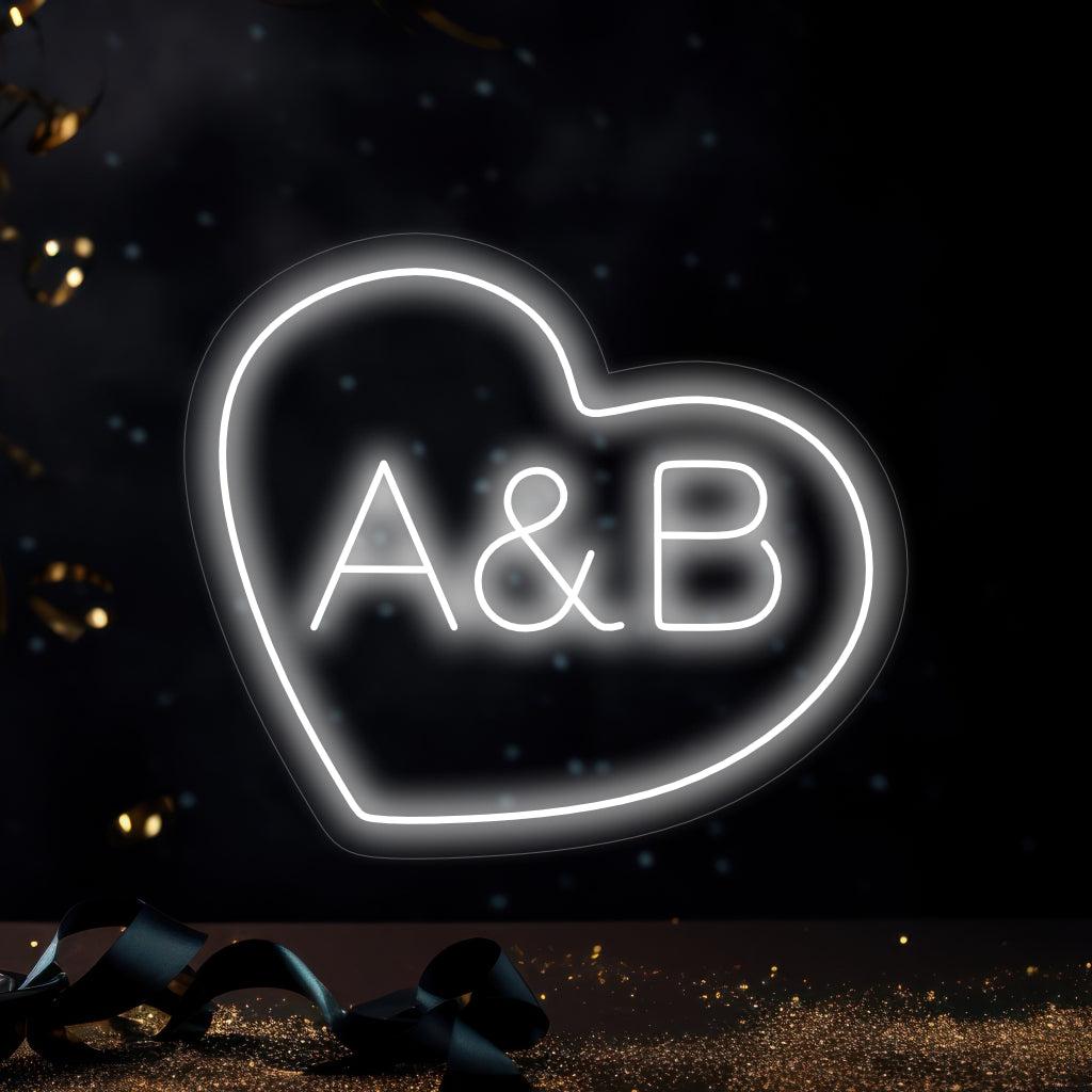 Personalised Initials in Heart Neon Sign - The Art Neon