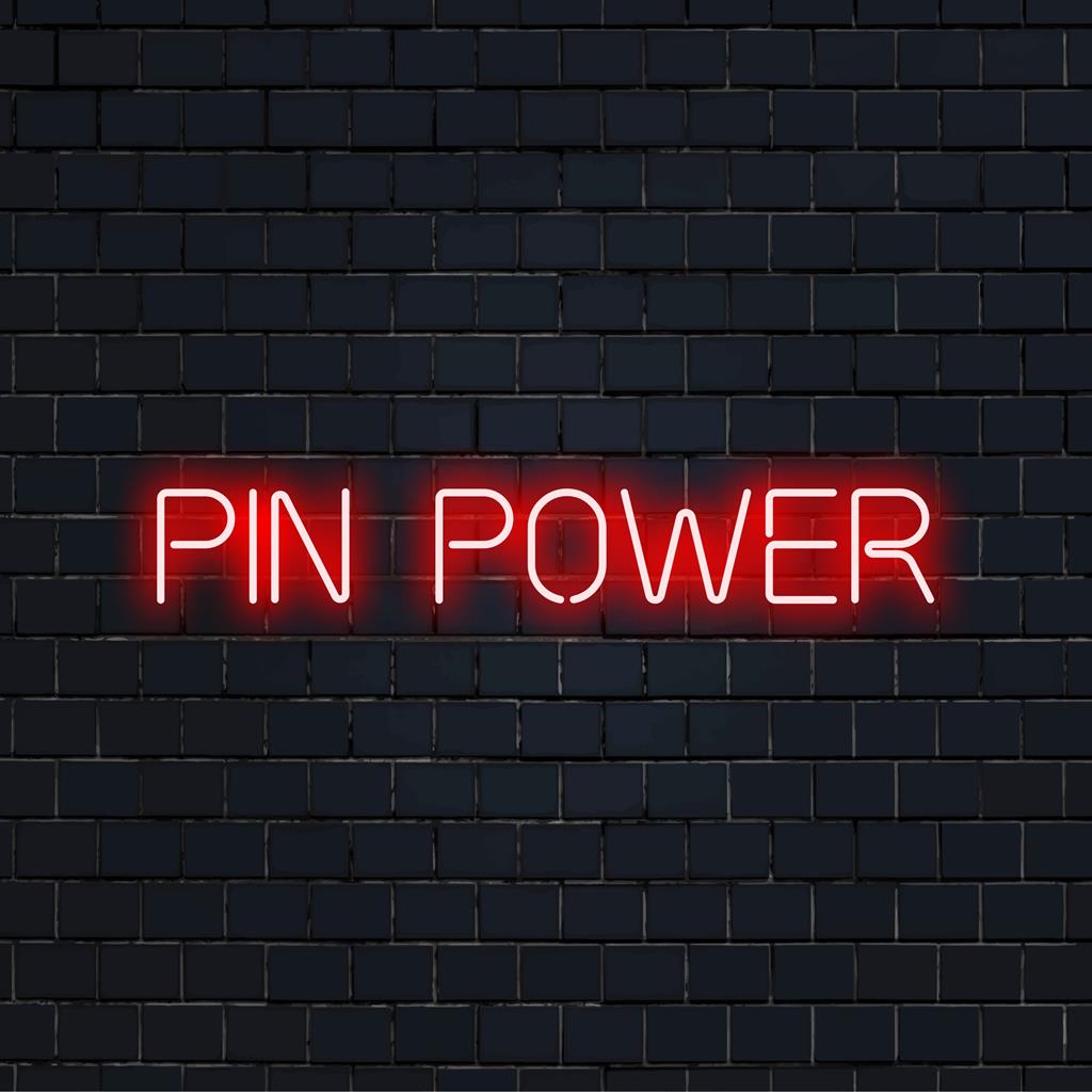 Op maat gemaakt LED-neonbord met Pin Power, perfect voor een unieke decoratie. Verfraai elke ruimte met deze levendige creatie.