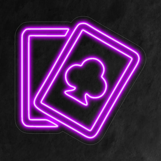 "Playing Cards Neon Sign" is a vibrant and playful addition, perfect for spaces that embrace the excitement of card games. Illuminate with the spirit of games and entertainment!