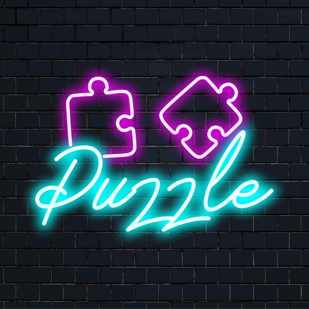 Panneau néon LED Puzzle coloré et complexe ; décoration murale néon parfaite pour égayer n'importe quelle pièce avec un design LED personnalisé.