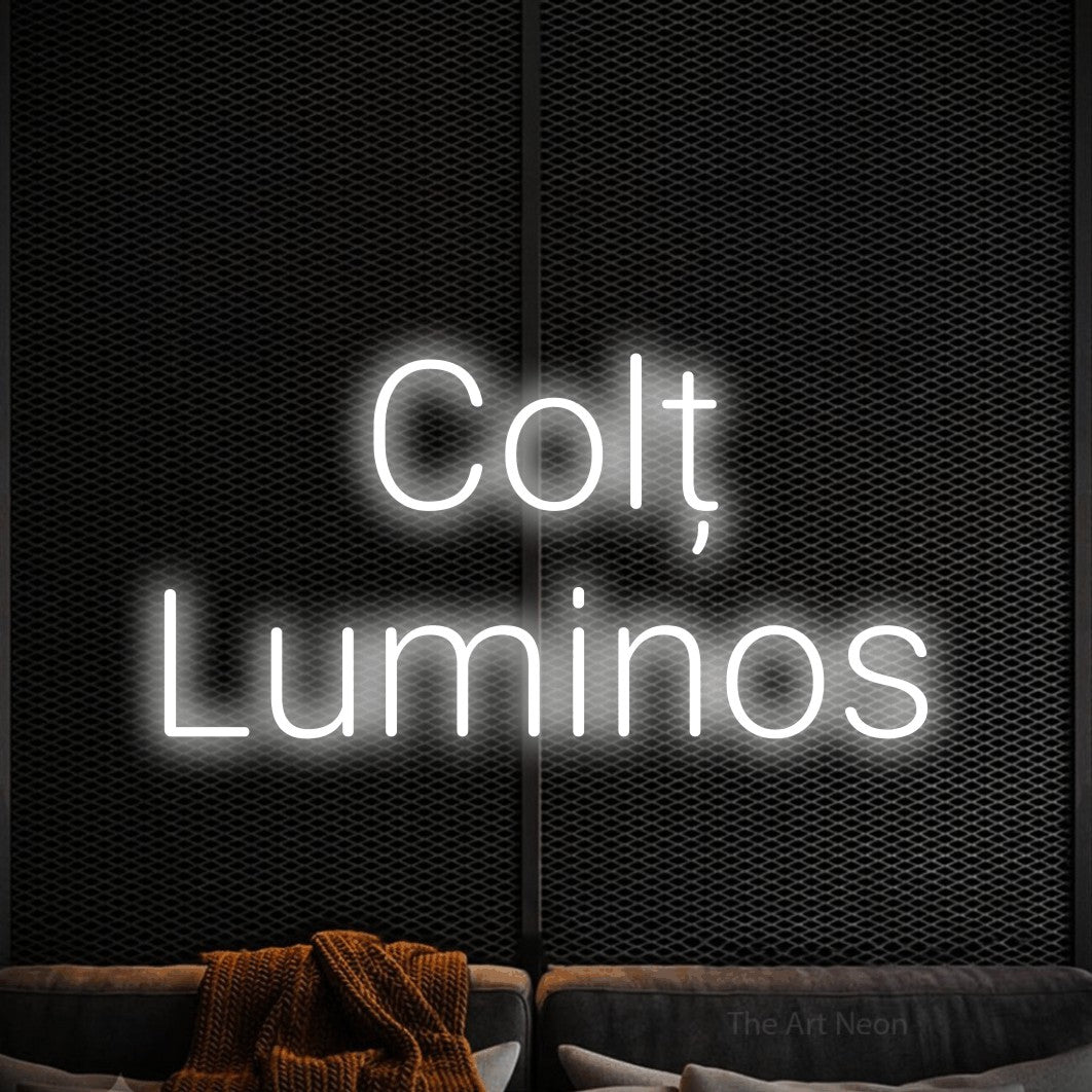LED neon sign reading “Colț Luminos”, arranged in two lines.