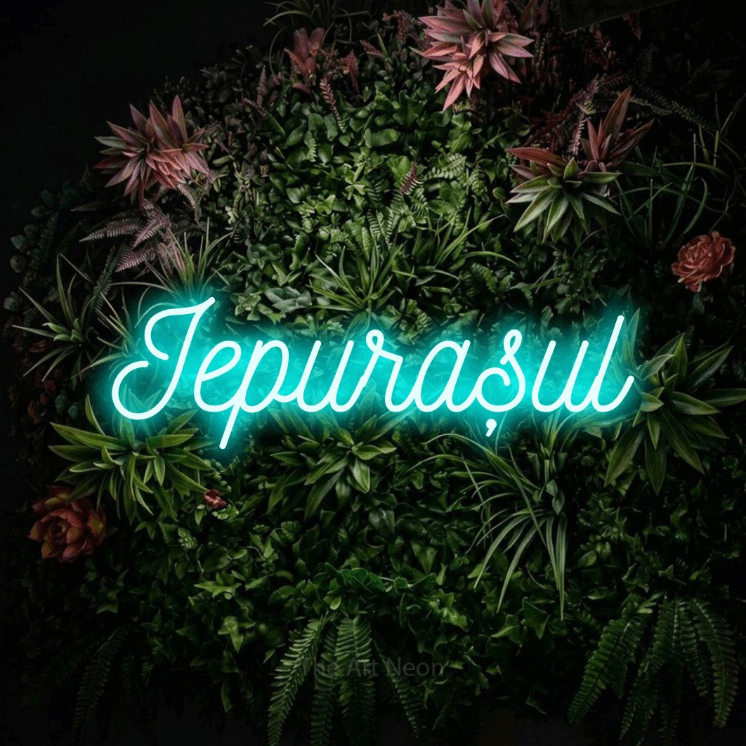 LED neon sign reading “Iepurașul”, arranged in a single line.