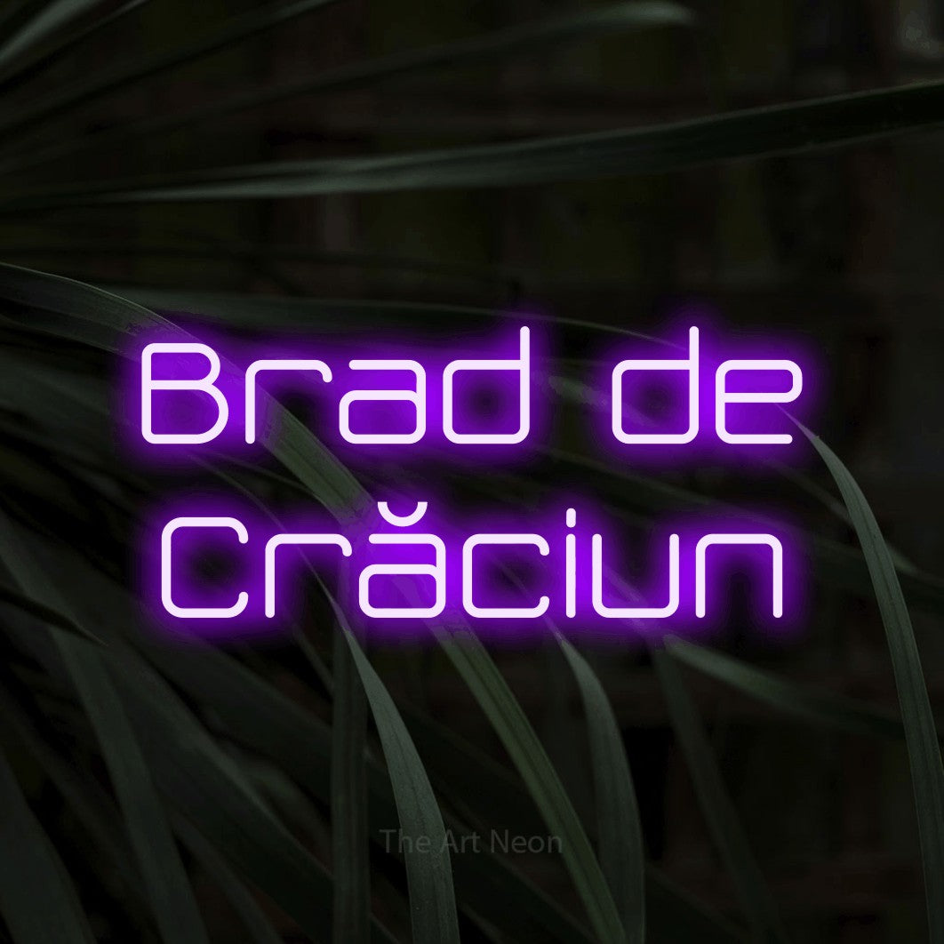 LED neon sign reading “Brad de Crăciun”, arranged in two lines.