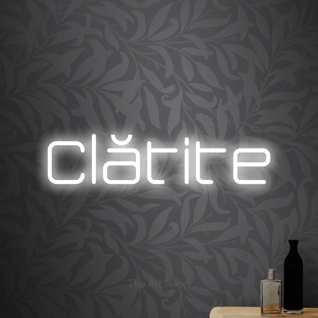 LED neon sign reading “Clătite”, arranged in a single line.
