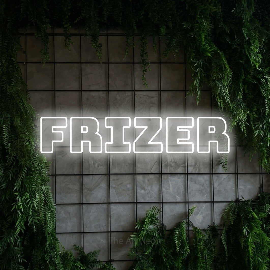 LED neon sign reading “frizer”, arranged in a single line.