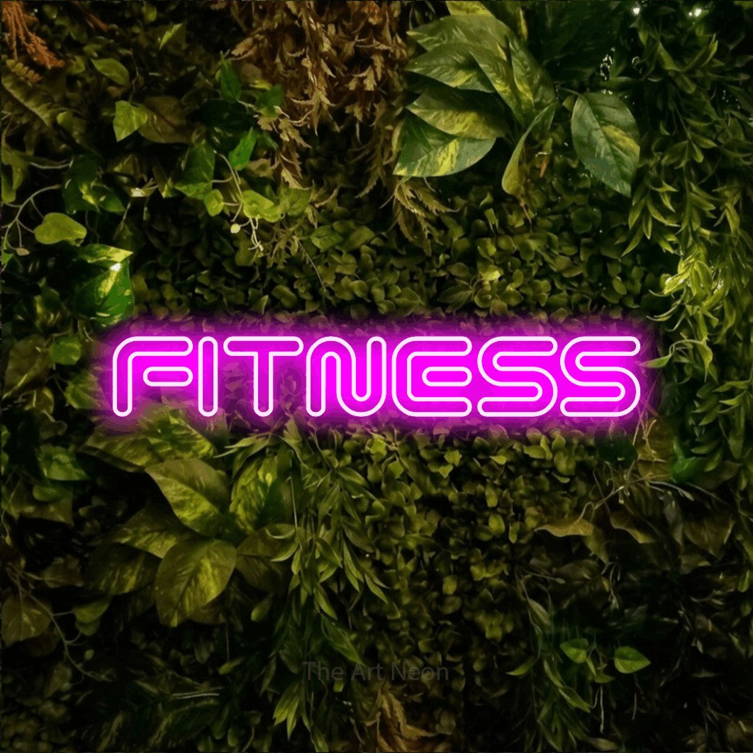 LED neon sign reading “FITNESS”, arranged in a single line.