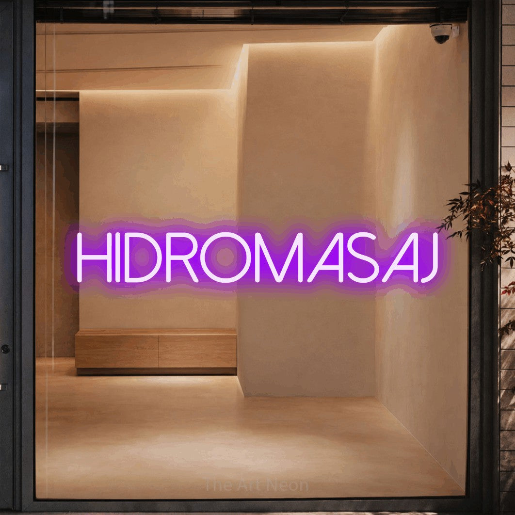 LED neon sign reading “Hidromasaj”, arranged in a single line.