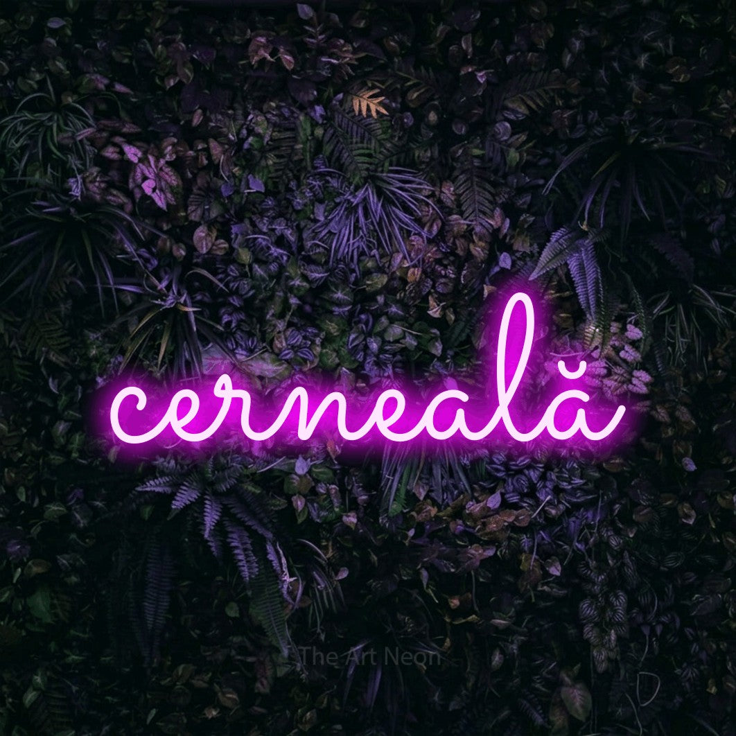 LED neon sign reading “cerneală”, arranged in a single line.