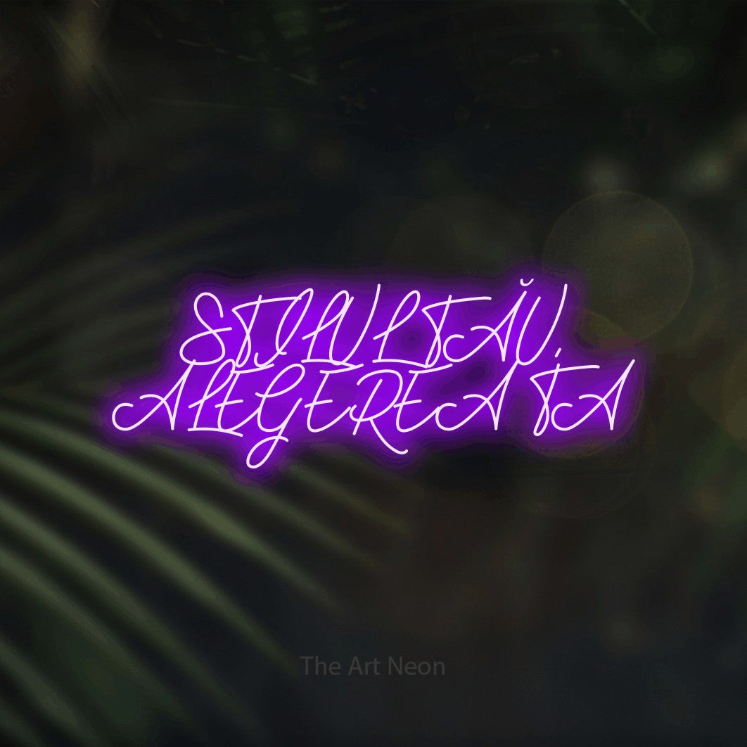 LED neon sign reading “STILUL TĂU, ALEGEREA TA”, arranged in two lines.