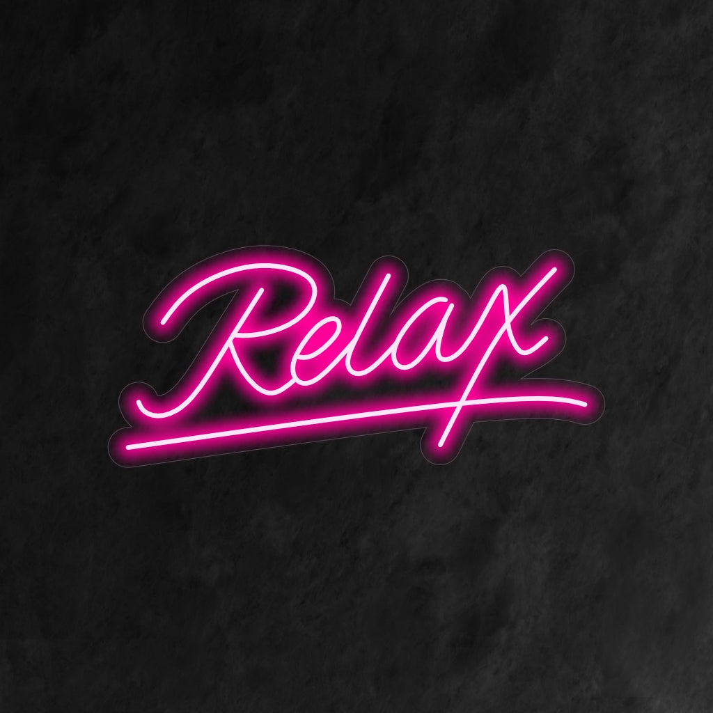 "Relax Neon Sign" is a calming and inviting addition to your wellness interior. A neon light that encourages a tranquil and relaxed atmosphere.