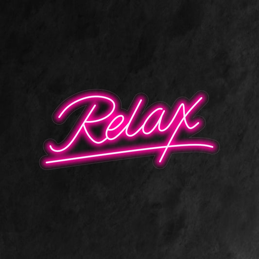 "Relax Neon Sign" is a calming and inviting addition to your wellness interior. A neon light that encourages a tranquil and relaxed atmosphere.