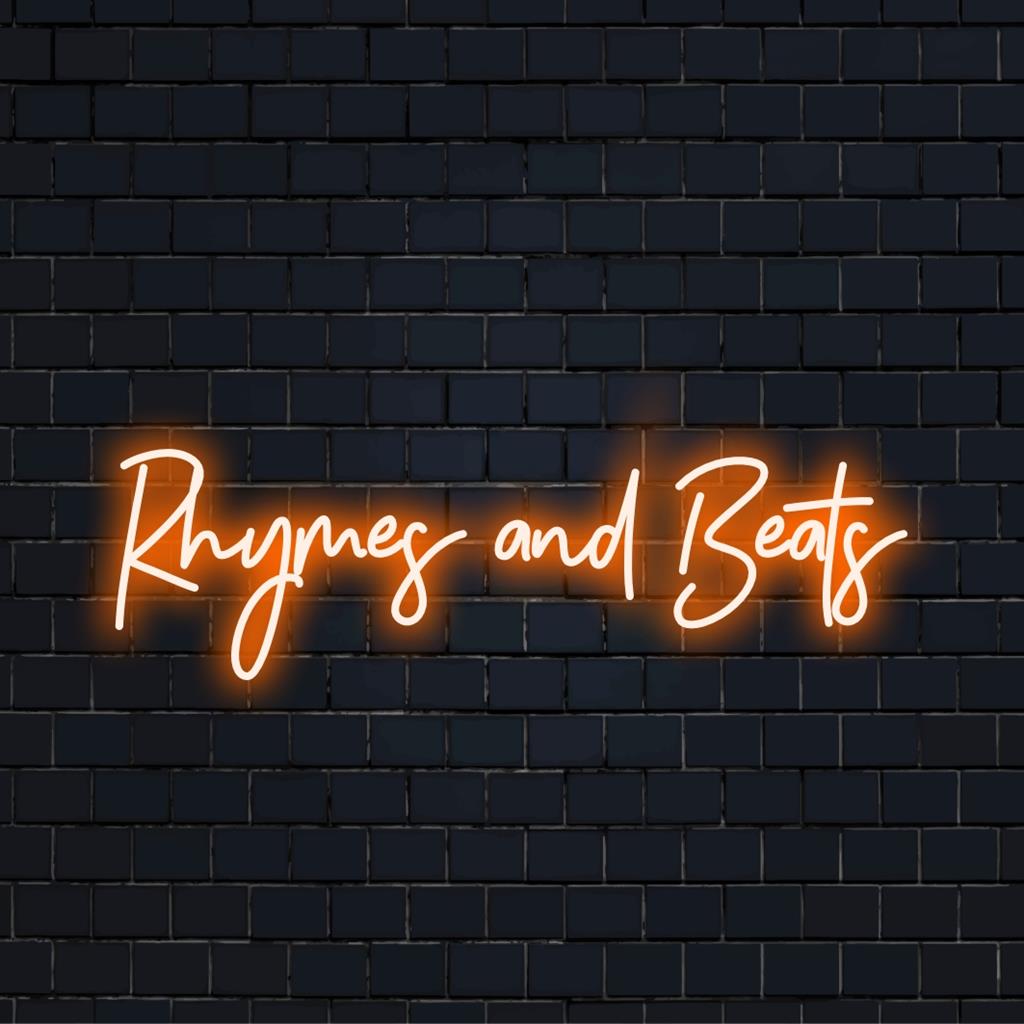 Vibrant custom LED neon sign by Rhymer And Beats, perfect for adding personalized flair to any space.