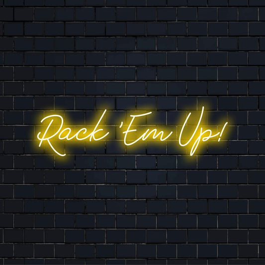 Custom-made LED neon sign with Rock 'Em Up! design; versatile neon wall art perfect for personalized decor.