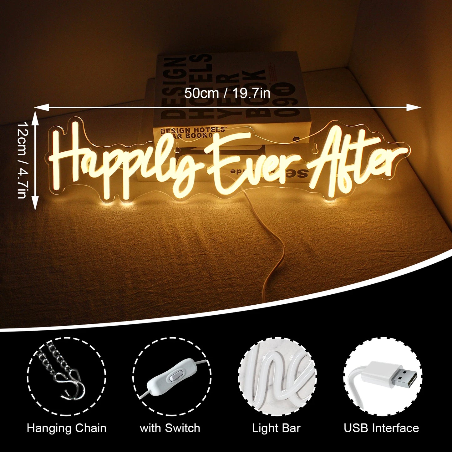 Happily Ever After 5V Mini USB LED Neon Sign - Budget Friendly