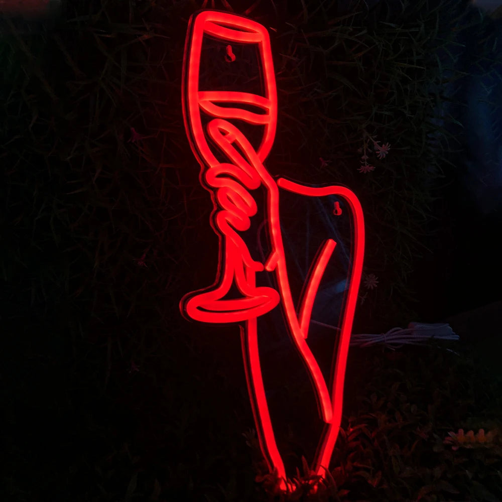 Femme et verre à vin – enseigne néon LED (5 V USB)