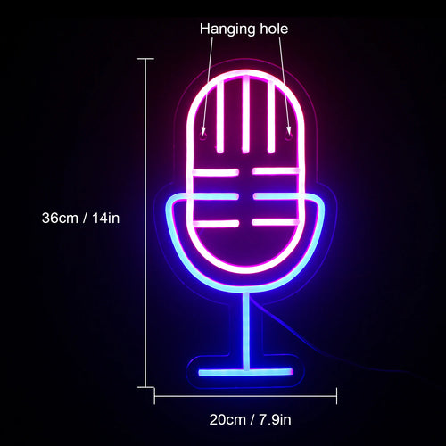 Microfon – decorațiune neon LED (5 V USB)