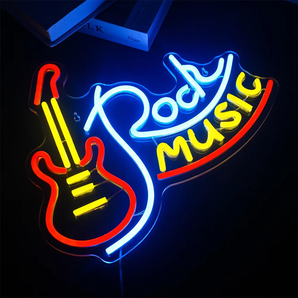 Rock Music 5V Mini USB LED Neon Sign - Budget Friendly