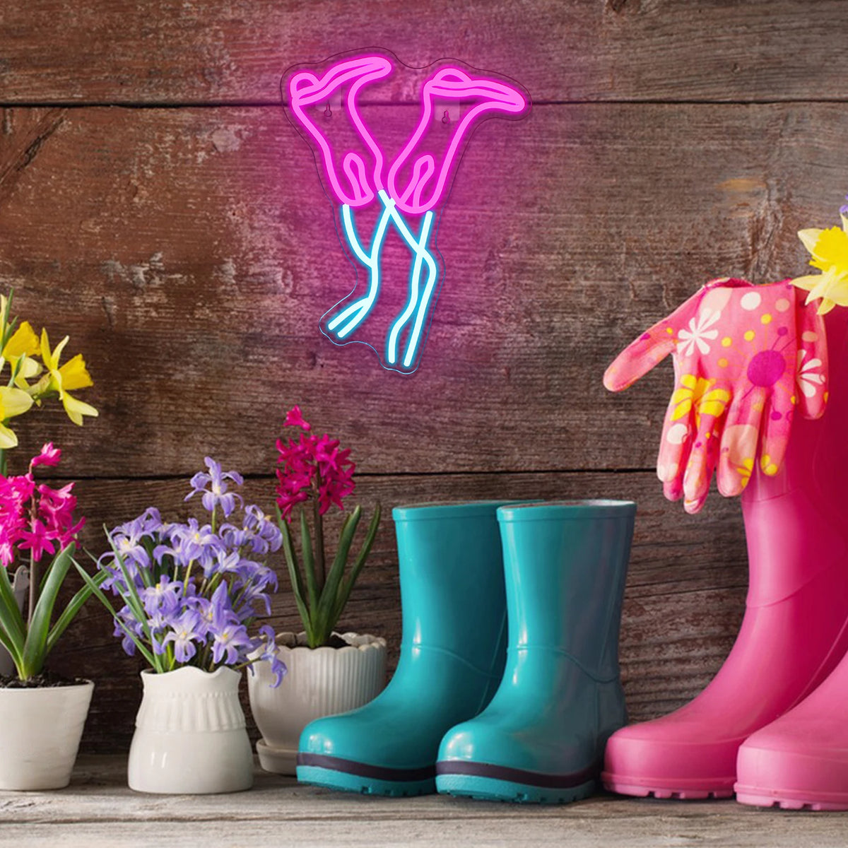 Bota vaquera rosa – neón LED (5 V USB)