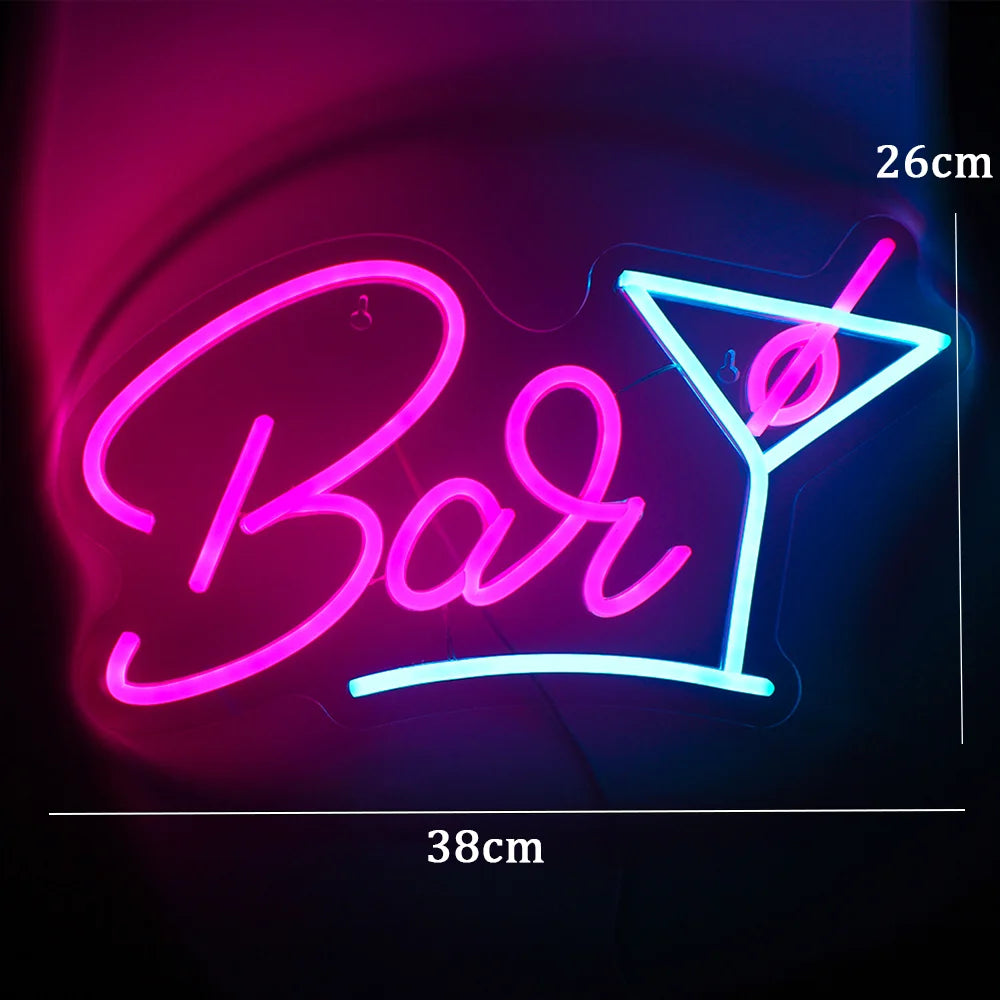 Bar – Verre à cocktail – enseigne néon LED (5 V USB)