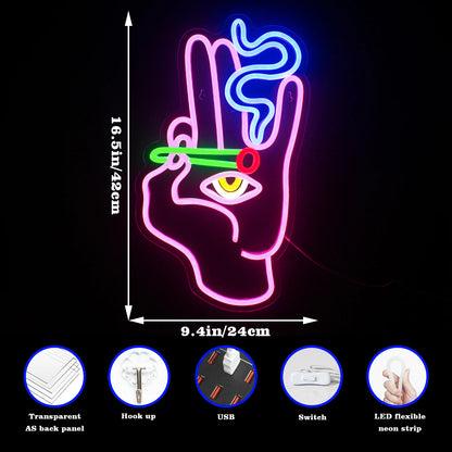 Smoking Hand Eye 5V Mini USB LED Neon Sign - Budget Friendly