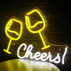 Cheers! – Наздравица с чаши за вино – LED неонова табела (5 V USB)
