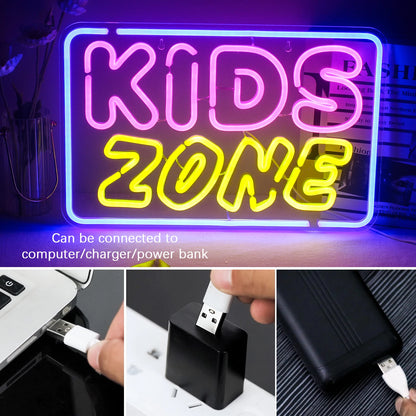 Kids Zone 5V Mini USB LED Neon Sign - Budget Friendly